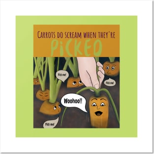 Carrots Do Scream When They’re Picked – funny carrot cartoon Posters and Art